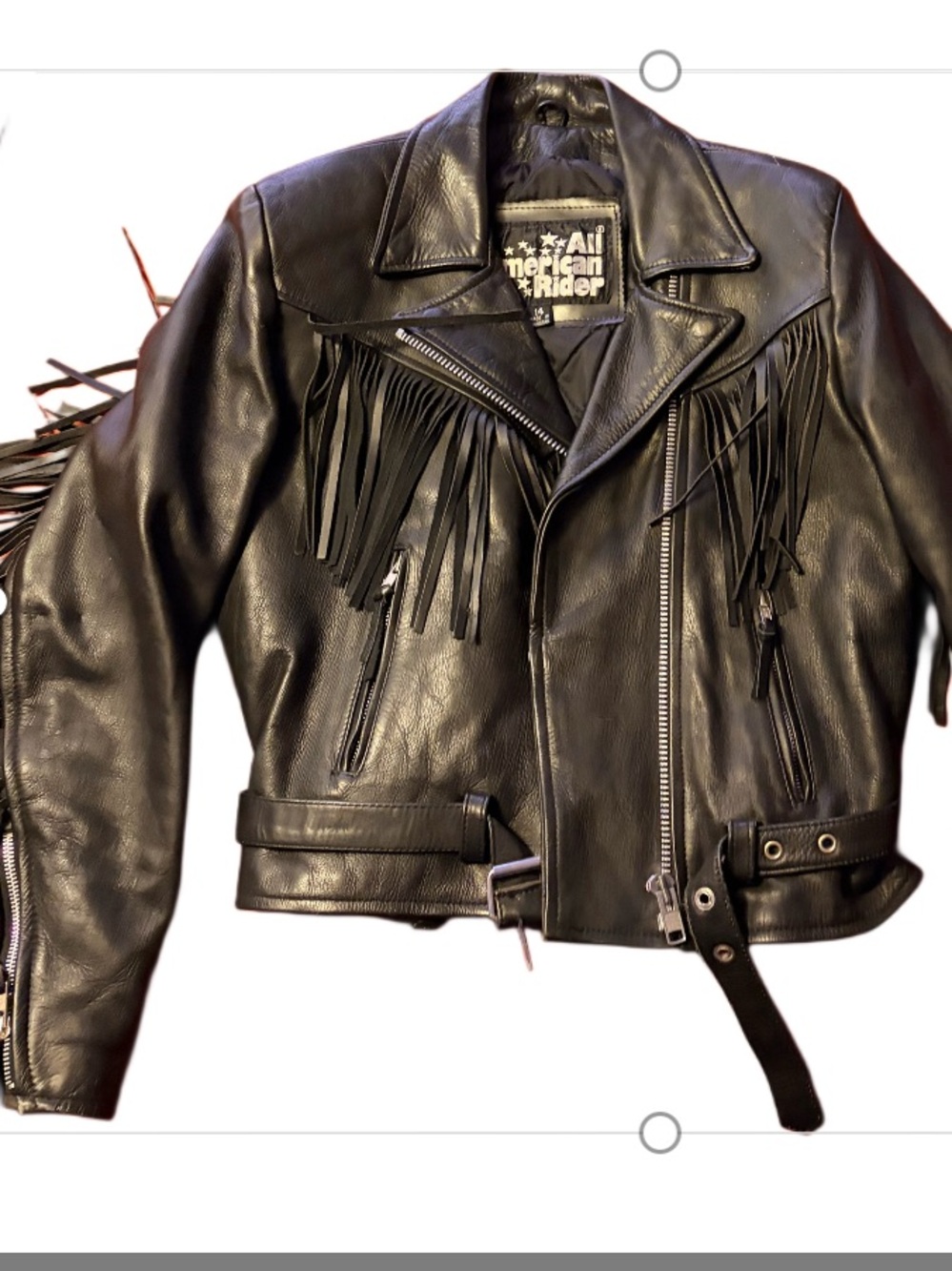 Vintage All American Rider Fringe Leather black size 14/L